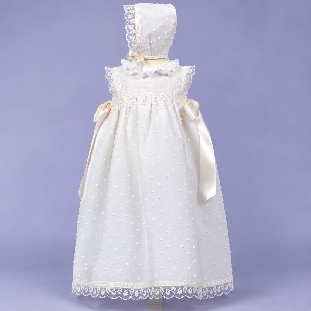 Batón plumeti de organza con capota