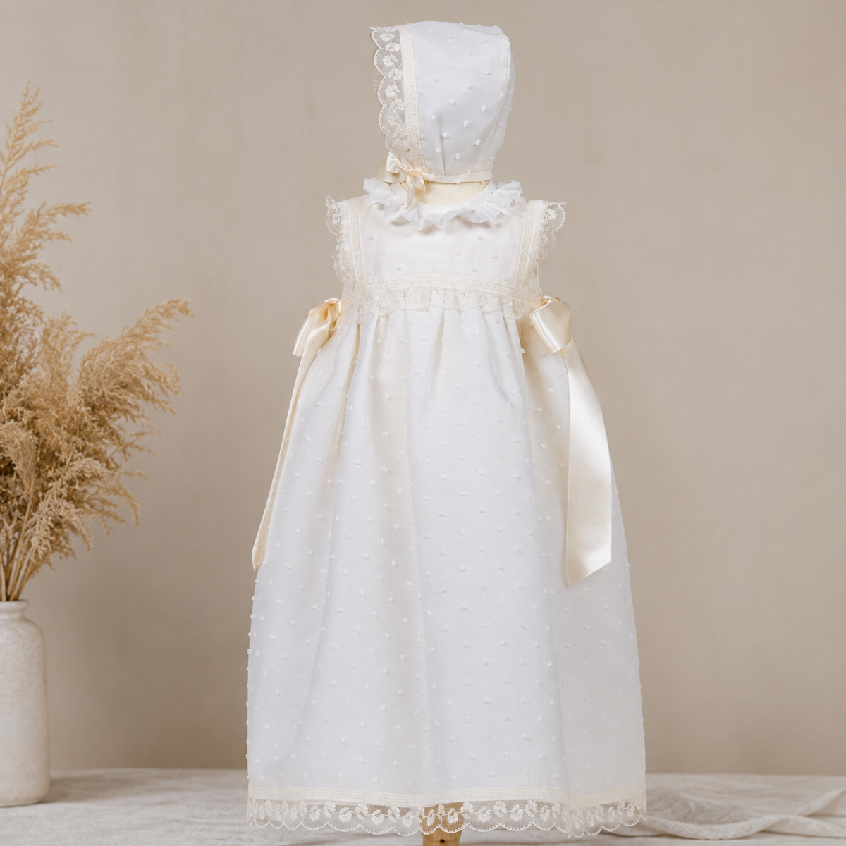 Batón plumeti de Organza con capota