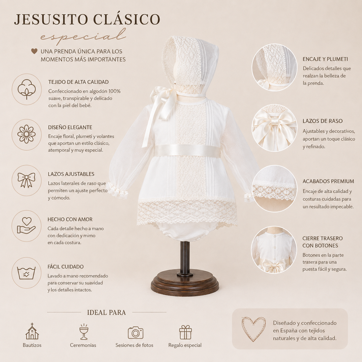 Jesusito cristal jarestas manga larga