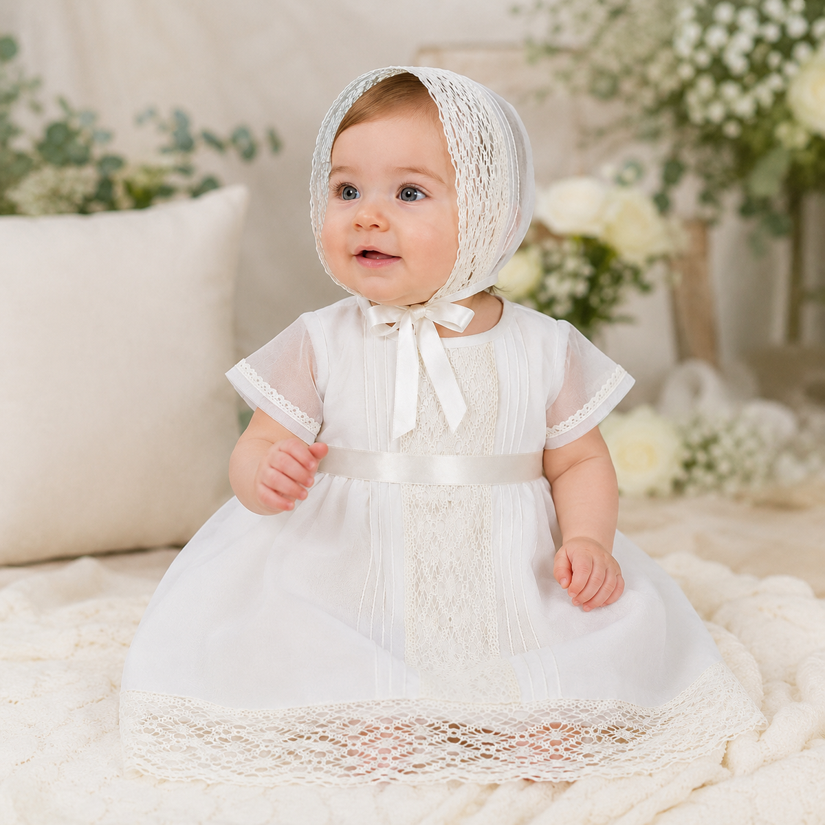 Vestido cristal jarestas con capota manga corta