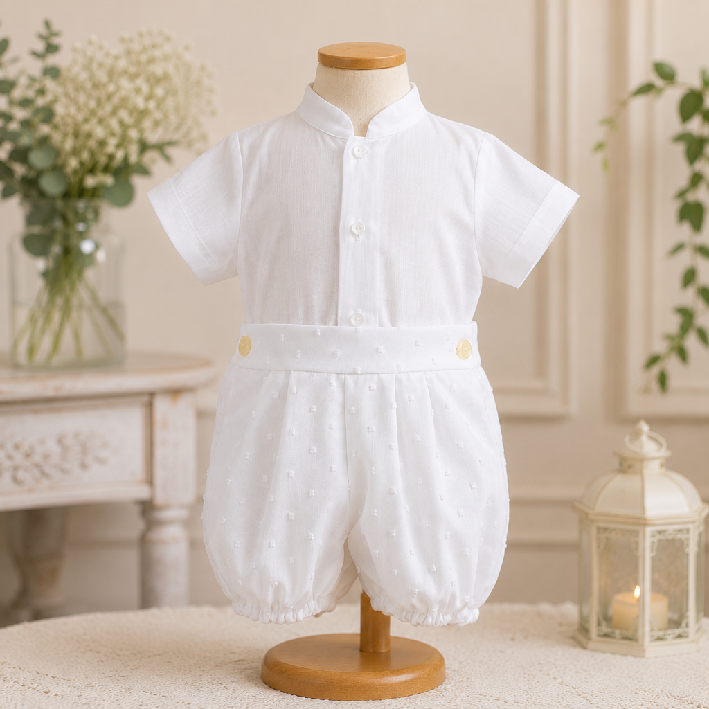 Conjunto plumeti niño de organza cuello mao