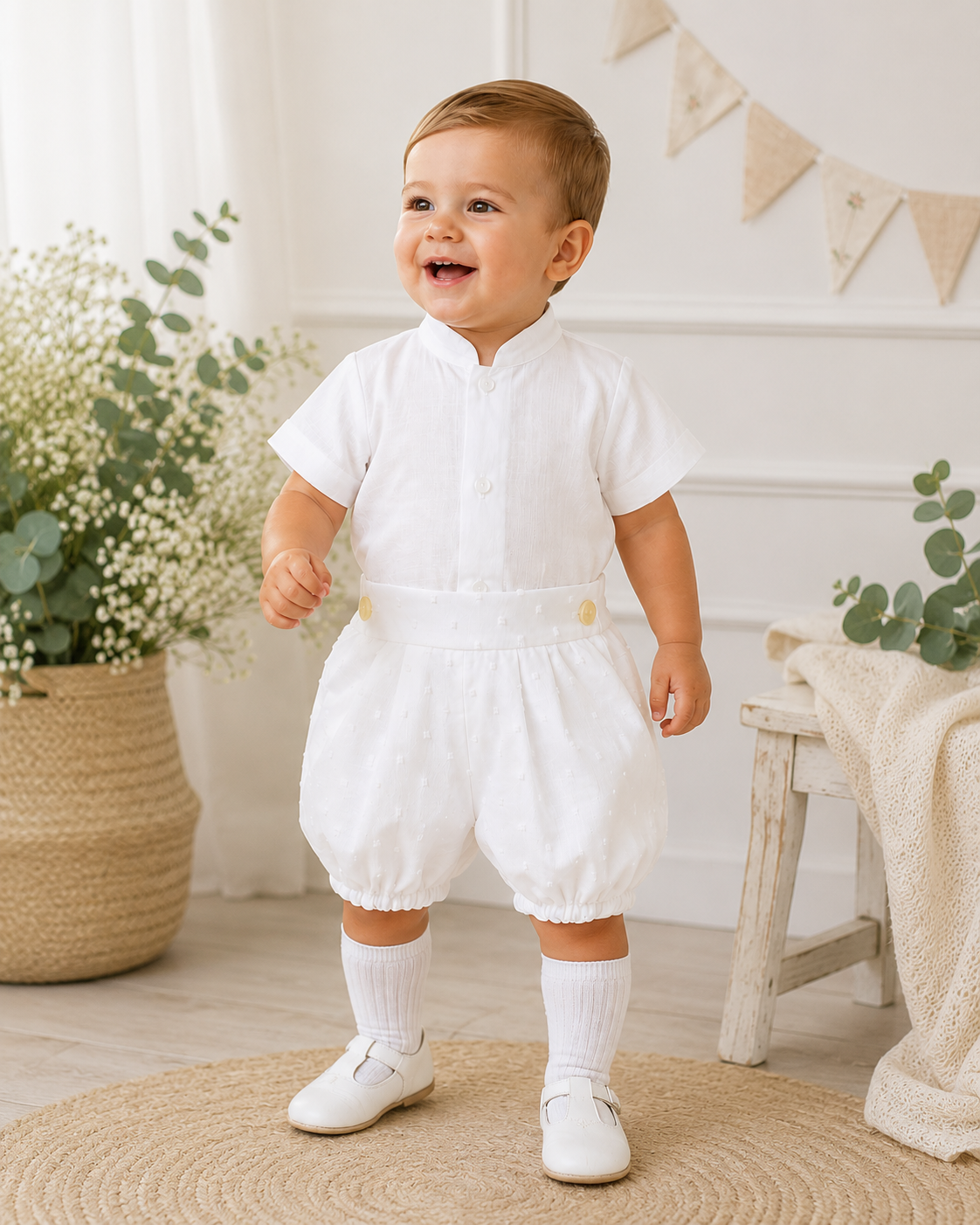 Conjunto plumeti niño de organza cuello mao