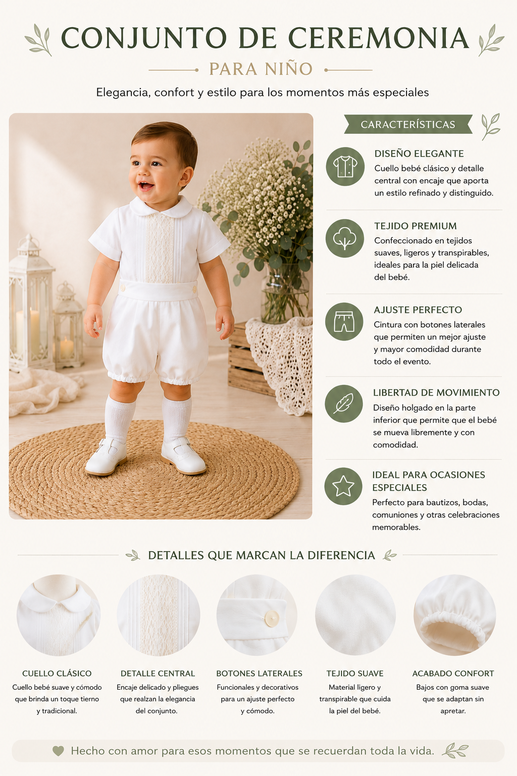 Conjunto niño cristal jaretas