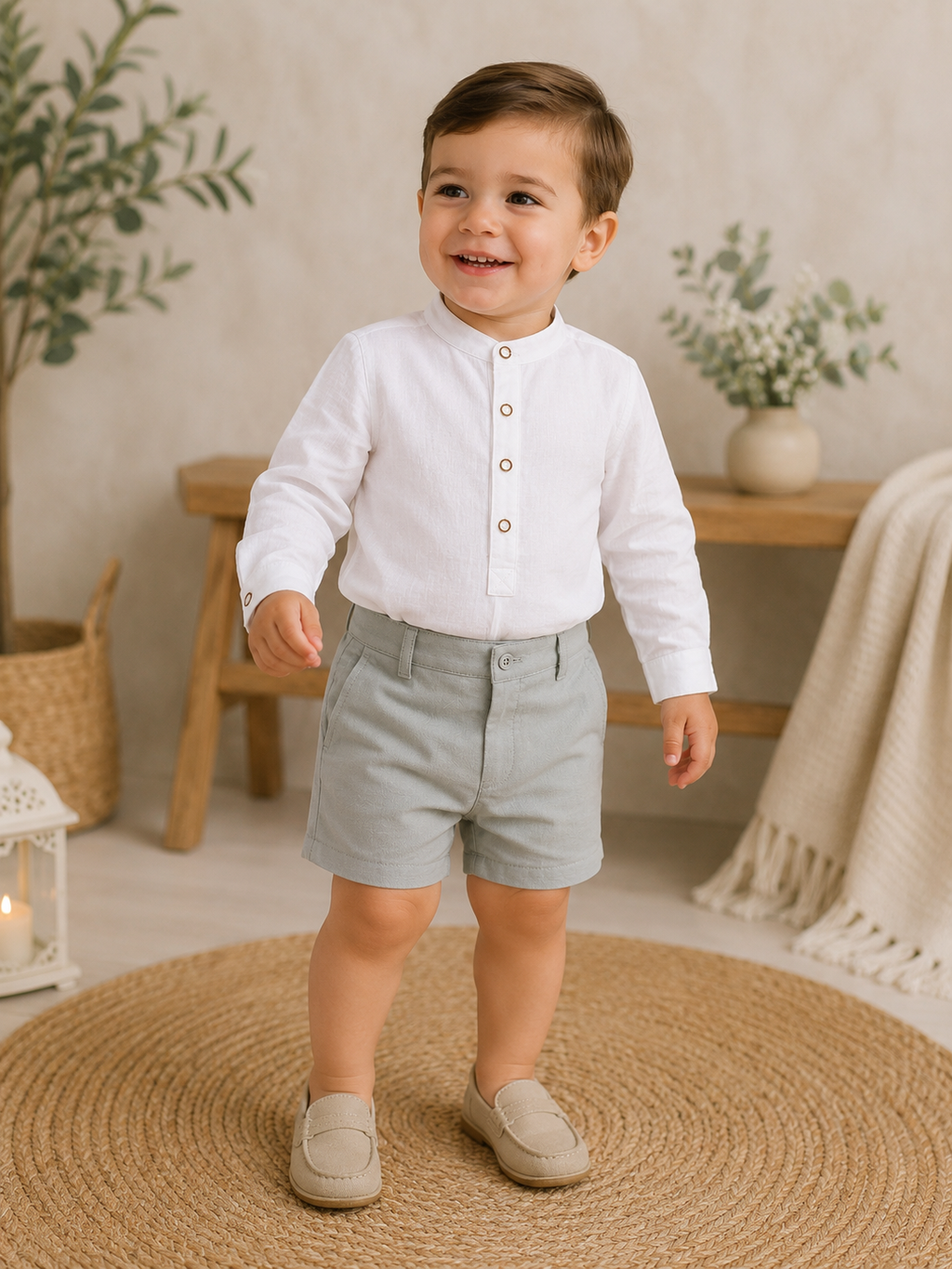 Conjunto niño camisa botones isla canela