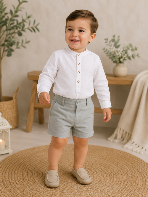 Conjunto niño camisa botones isla canela
