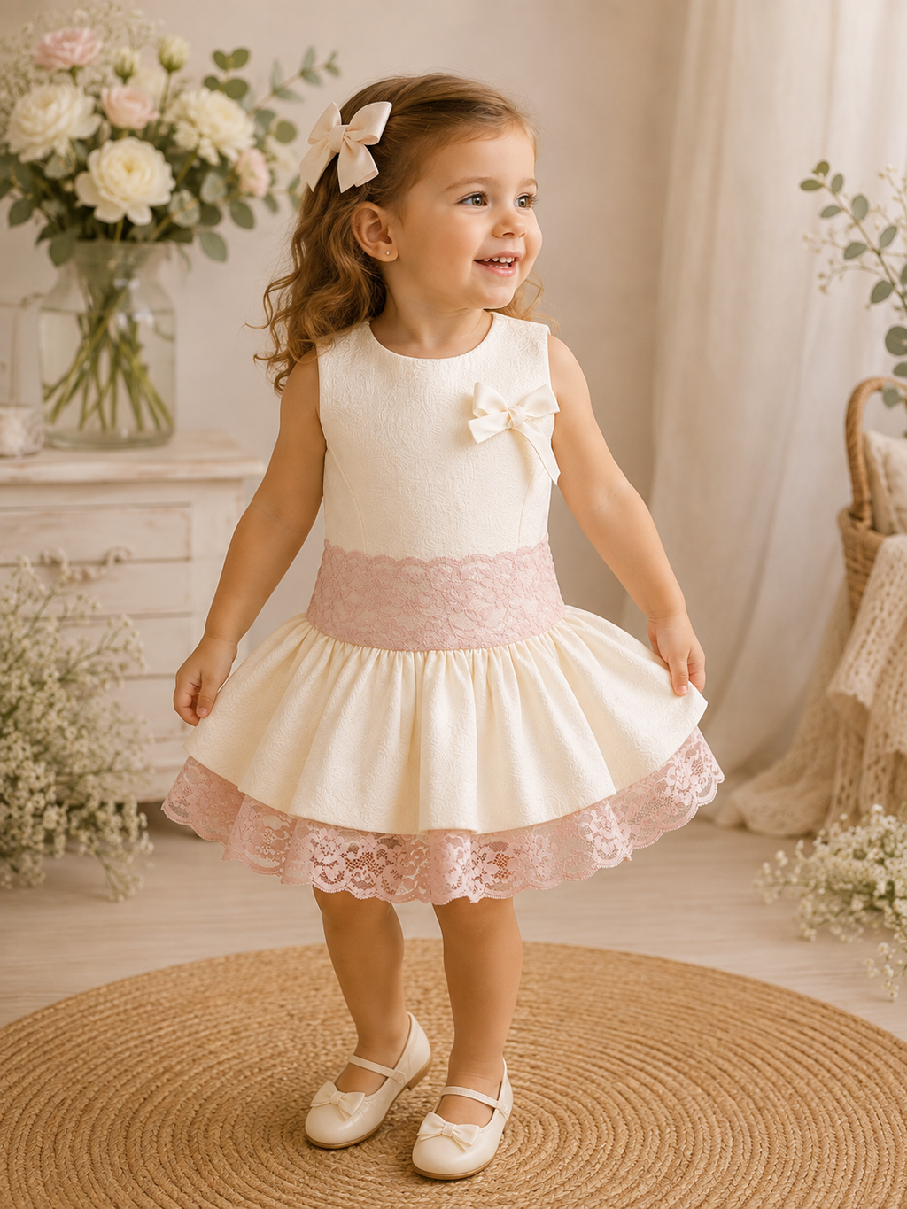 Vestido talle bajo ceremonia jacquard